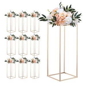Supporto per Fiori da Matrimonio, 10 Pezzi, 60 cm, Colonne Rettangolari Dorate per Esposizione Floreale, Colonne in Acrilico Laminato da 30 cm - Product Image 1