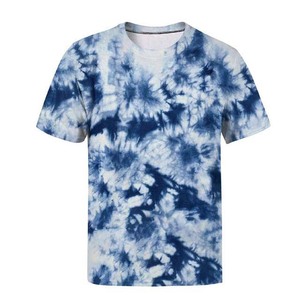 <b>Men's</b> <b>Tie</b>-Dye Short Sleeve O-Neck Casual Knitted T-Shirt Regular Fit Blue <b>Black</b> Pattern Print - Product Image 6