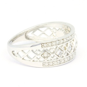 Bague Vintage en Filigrane pour Femme, Prix de Gros, Or Blanc 18K 9K 14K Plaqué Rhodium, Diamants Véritables 0.14ct Couleur H Pureté SI1-SI2 - Product Image 5