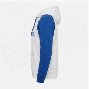 Sweat à capuche pour homme North Approach, manches raglan, blanc et bleu, en coton French Terry, poche avant, décontracté, pour l'automne - Product Image 3