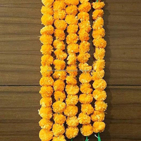 Guirnalda de Caléndulas Artificiales Color Caléndula Original, Decoración India, Graduación, Hecha a Mano, Poliéster Sintético, Impermeable, Hebras Largas