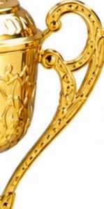 Gold <b>Trophy</b> Cup with Ornate Handles and Black <b>Base</b> for Competition - Product Image 5