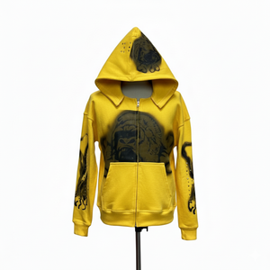 Sweat à capuche zippé pour homme, imprimé sérigraphié, vente en gros d'usine, fabricant, 100% coton molletonné 450 g/m², disponible en plusieurs couleurs - Product Image 1