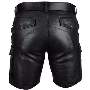 Men's Fashion PU <b>Leather</b> High Waist Drawstring Closure Breathable Eco-Friendly Streetwear Casual <b>Shorts</b> OEM - Product Image 2