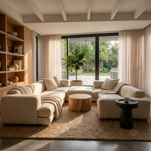 Mesa de Centro Moderna de Lujo Hecha a Mano con Base de Madera Maciza de Suar, Acabado Negro, Diseño Duradero, Mueble para Hotel u Hogar - Product Image 3