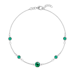 Bracelet en or jaune avec pierres précieuses vertes émeraude - Product Image 3
