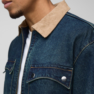 Quality Casual Embroidered Windproof Oversized Drop Shoulder Denim <b>Jeans</b> <b>Jacket</b> for <b>Men</b> Distressed <b>Black</b> 100% Cotton Winter - Product Image 6