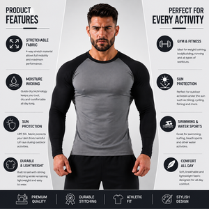 Camiseta Deportiva de Manga Larga para Hombre, Amarilla y Negra, de Secado Rápido, Spandex y Poliéster, con Bloques de Color - Product Image 3