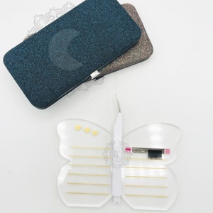 Pinzas de fondo de mariposa de punto de plata con recubrimiento de polvo blanco Pinzas de extensión de pestañas de agarre liso sostenible de acero inoxidable - Product Image 3