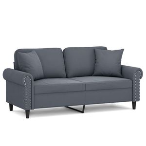 Canapé 2 places en velours gris foncé 100% polyester avec textilène métallique pour salon - Product Image 2
