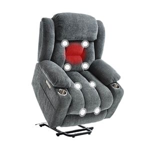 Poltrona Reclinabile Elettrica in Pelle per Anziani con Funzione Massaggio e Riscaldamento, Comoda Seduta per Soggiorno - Product Image 1