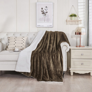 CUSTOM Wholesale Reversible Polyester Plush Embroidery Adult Other Sherpa Flannel <b>Fleece</b> Bed <b>Throw</b> Blanket From Rajasthan - Product Image 4