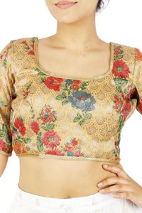 Blusa de Seda para Mujer, Estampado Floral Digital, Lavable, Cuello en V, Manga Corta, Tejida, para Oficina, para Adultos - Product Image 3
