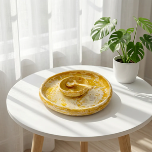 Artizon Studio Plat de service en résine de luxe moderne, texture marbre, fait main, durable, poli, irrégulier - Product Image 1