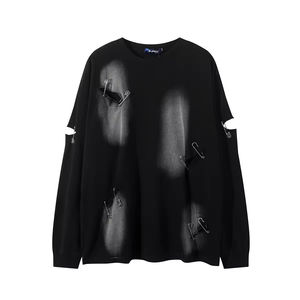 เสื้อยืดแขนยาวผ้าฝ้ายแท้แบบซักล้าง ดีไซน์สั่งทำได้ ลวดลายปรับแต่งได้ สไตล์ใหม่ เสื้อยืดแขนยาวแบบทำเก่า - Product Image 2