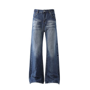 Jeans en denim tissé respirant à taille haute, coupe bootcut, style streetwear oversize Y2K, fabrication OEM - Product Image 2