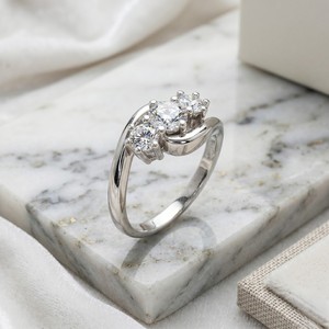 1.00CTW Three <b>Stone</b> Round Solitaire Prong set Diamond Ring - Product Image 3