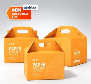 Wholesale Custom Bakery <b>Paper</b> Boxes with Built In Handle for Cake Pastry and Dessert Packaging - Product Image 1