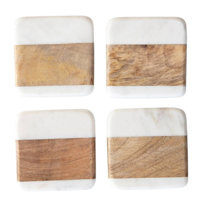 Ensemble de sous-verres en marbre naturel de conception moderne faits à la main, écologiques, durables et lavables pour les tasses à café et à thé - Product Image 2