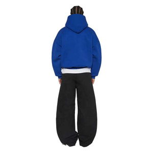 Sudadera con Capucha Azul Rey para Hombre, Corte Holgado, Manga Regular, Color Sólido, Estilo Casual para Otoño, Tejido de Felpa Francesa, 100% Algodón - Product Image 2