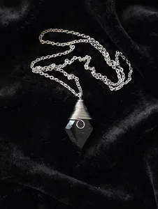 Collier pendentif classique en tourmaline noire naturelle de 18 mm, enroulé sur fil, plaqué laiton, argent, or, or rose, bijoux en pierres précieuses - Product Image 3