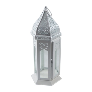Farol Metálico Rústico Francés Blanco con Acabado Pintado para Decoración Colgante de Hogar y Jardín, Farol para Velas para Ocasiones Navideñas - Product Image 2