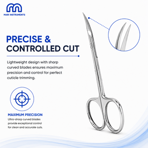 Premium Quality Precision Curved Nail <b>Cuticle</b> <b>Scissors</b> Sharp Right-Handed Stainless Steel Professional Manicure Pedicure - Product Image 5