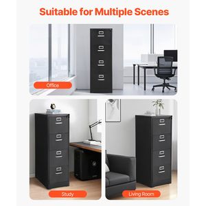 4-Drawer Metal Vertical Filing <b>Storage</b> Cabinet with Lock for Home Office Heavy-Duty Detachable Handle <b>File</b> Cabinets - Product Image 6