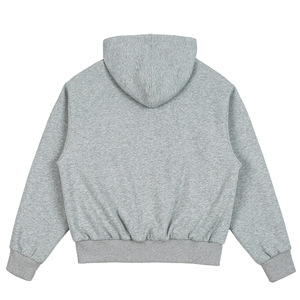 Sudadera Unisex Gris con Capucha y Bolsillos con Cremallera, Forro de Patchwork, Corte Regular, Ropa Casual de Invierno, 100% Algodón, Tejido de Felpa - Product Image 3