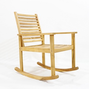 Fauteuil à bascule en bois pour adultes, style ferme moderne, dossier haut, pour patio extérieur et véranda - Product Image 5