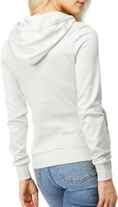 <b>Women</b> <b>White</b> Hooded Sweatshirt Full Sleeve Solid Color Cotton Knitted Breathable Pocket Design Autumn Wear Regular Fit - Product Image 3