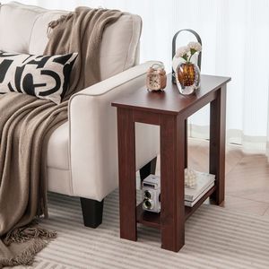 2-Tier Modern Compact Console <b>Table</b> with Storage Shelf End <b>Table</b> - Product Image 1