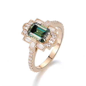 <b>Fine</b> <b>Rings</b> 925 Silver 10K Gold D VVS1 Moissanite <b>Ring</b> Green Color Custom Unisex Moissanite Diamond <b>Ring</b> Romantic Anniversary - Product Image 1