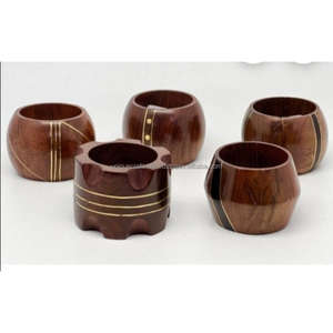 Ronds de serviette élégants et classiques en bois de manguier écologique, largeur 5 cm, pour les occasions festives - Product Image 2