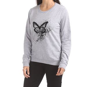 Sudadera de cuello redondo de algodón 100% de gran tamaño para mujer, sudadera de manga larga de otoño con estampado de logotipo personalizado, Tops de punto informales - Product Image 2