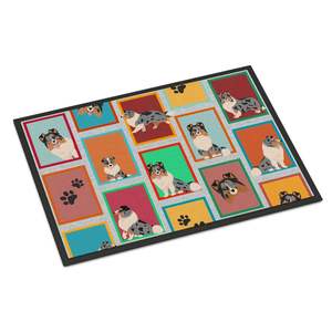 Bleu Merle Sheltie paillasson antidérapant lavable intérieur extérieur tapis 24H X 36W Lots pour entrée de porte d'entrée - Product Image 1