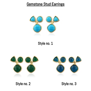 Pendientes de tuerca geométricos con incrustaciones de ónix verde multicolor vintage para mujer, chapados en oro de 18k, de latón macizo, ideales para fiestas y cócteles. - Product Image 6