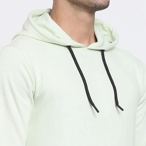 Sudadera con Capucha para Hombre, Color Verde Claro, Corte Regular, Color Sólido, Informal, Tejida, Manga Larga, con Bolsillos, para Otoño - Product Image 3