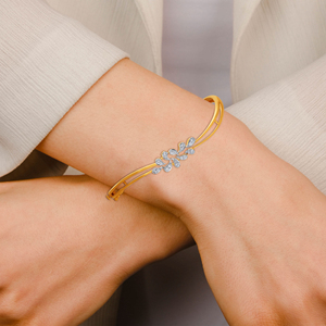 Elegant Diamond Leaf Vine Gold <b>Bangle</b> <b>Bracelet</b> for Women - Product Image 4