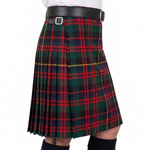 Kilt écossais Cameron pour homme, rouge, noir, jaune, à carreaux, avec ceinture en cuir et boucle latérale - Product Image 3