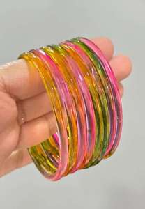 Multicolor Gold Plated Jelly <b>Bangles</b> Set Lightweight Plain Stackable Chudi Women Traditional Ethnic Wedding Jewelry - Product Image 4
