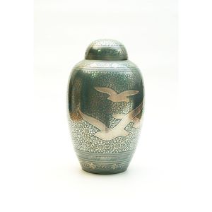 Handcrafted White Pearl Metal Cremation Urn for Human Ashes - Elegant Silver Engraved Funeral Urn - <b>Memorial</b> Burial Urns <b>Large</b> - Product Image 3