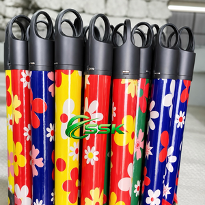 Manche de balai en bois enduit de PVC de 120 cm pour usage domestique, manche de balai court en plastique, tête de balai en PVC coloré, pelle à poussière durable – Vente en gros - Product Image 3