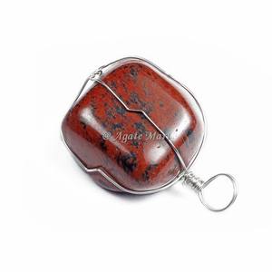 Venta al por mayor de fábrica, colgante de cristal de piedra curativa, ágata de jaspe roja, joyería de piedras preciosas talladas, colgante de cristal envuelto en alambre - Product Image 2