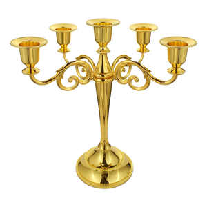 Candelabros Metálicos Retro de 3 y 5 Brazos para Decoración de Bodas, Portavelas Dorados - Product Image 4