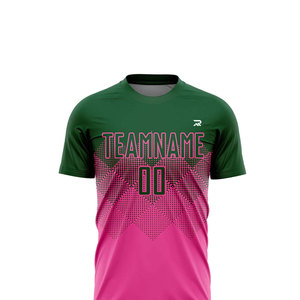 Conjunto de Camiseta de Fútbol Sublimada Personalizada para Hombre, Degradado Verde y Rosa, Cuello Redondo, Manga Corta, Uniforme Deportivo que Absorbe la Humedad - Product Image 6