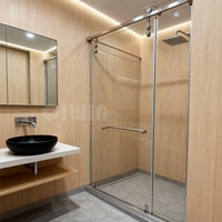 Kit complet d'enclos de douche d'angle avec base de douche, panneaux muraux et porte coulissante en verre, ensemble de douche pour salle de bain pour le Brésil