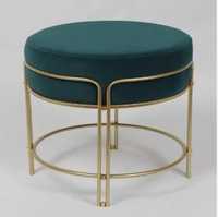 Pouf ottoman rond en fausse fourrure blanche avec base en fil métallique doré, chaise de coiffeuse de luxe pour chambre et salon