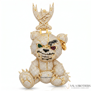 Colgante de oso de peluche con incrustaciones de diamantes VALA BROTHERS, con ojos verdes y rojos, estilo hip-hop, amuleto unisex para regalo. - Product Image 4