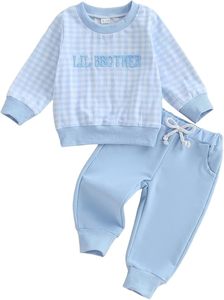 Nouvel ensemble de vêtements pour enfants unisexe, sweat-shirt à manches longues, pantalon uni, 2 pièces, pour l'hiver, tenues pour tout-petits, polyester/coton/polaire - Product Image 3